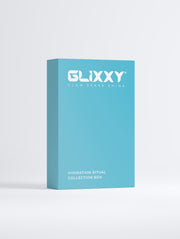 Blue Glixxy box on a light gray background