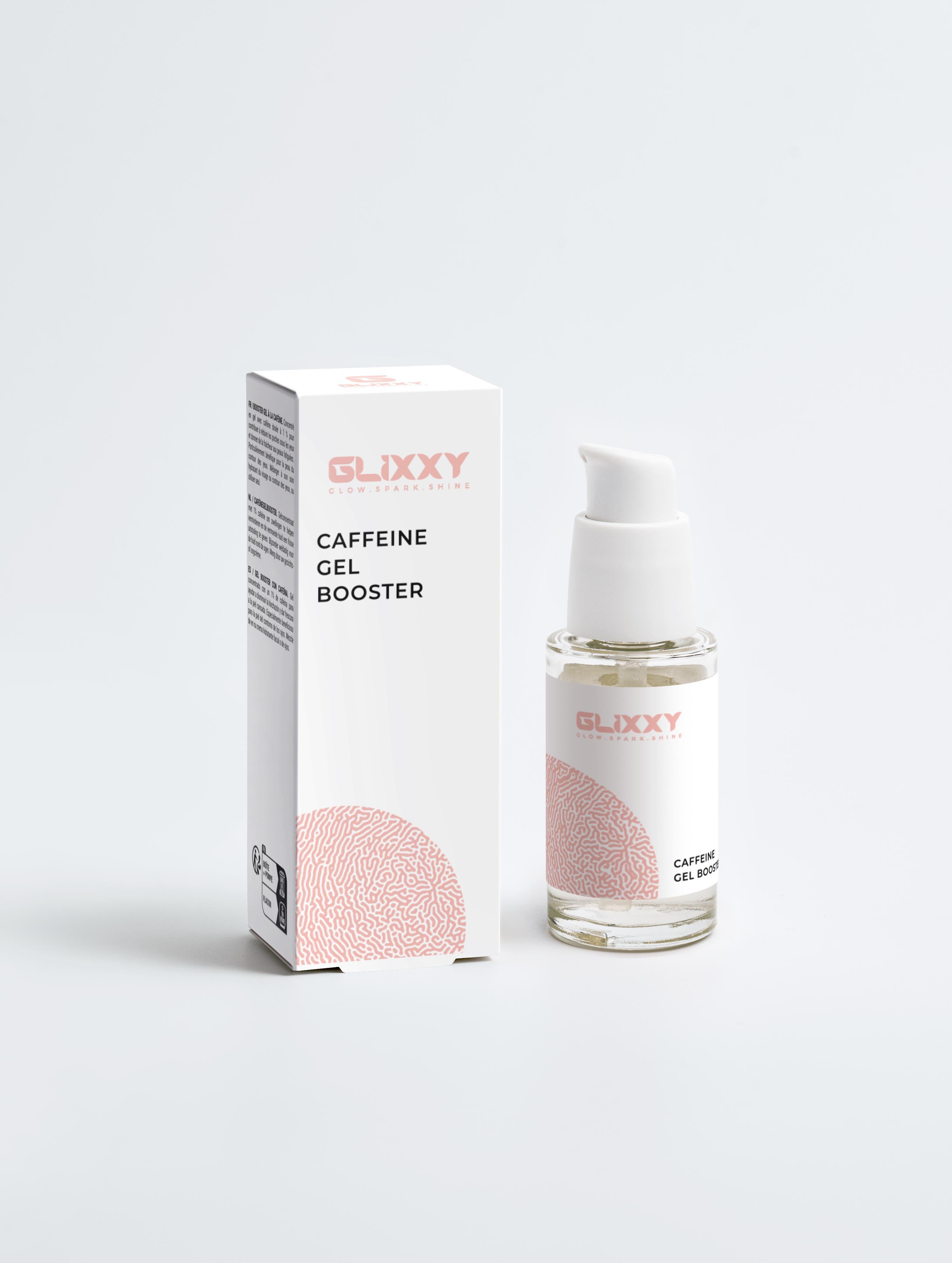 Caffeine Gel Booster bottle with lightweight, oil-free formula for reducing puffiness