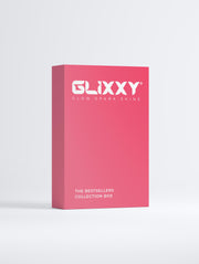 Glixxy bestsellers collection box on a white background containing peptide anti age serum, SPF30 for Face & Body, Moisturising Day Cream
