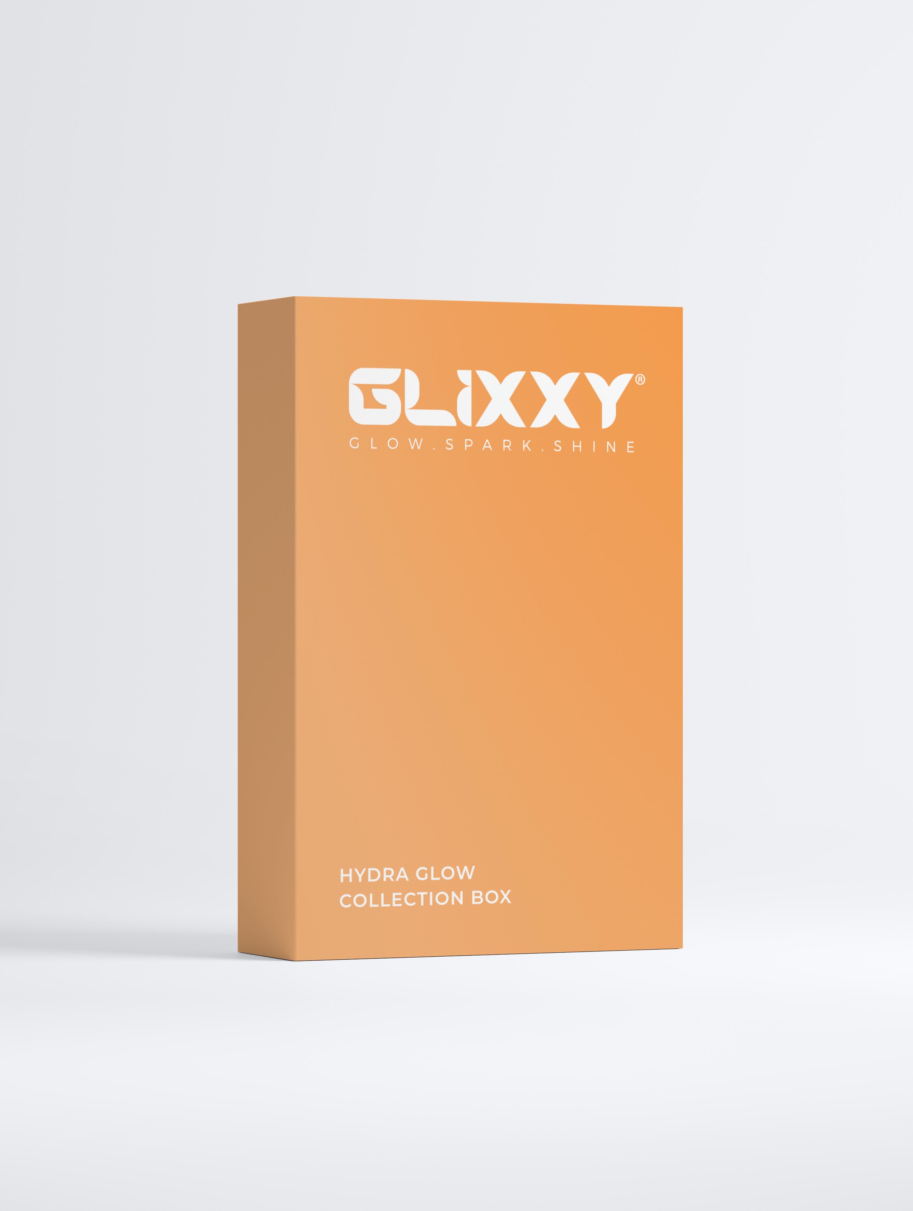 Orange Glixxy collection box on a white background