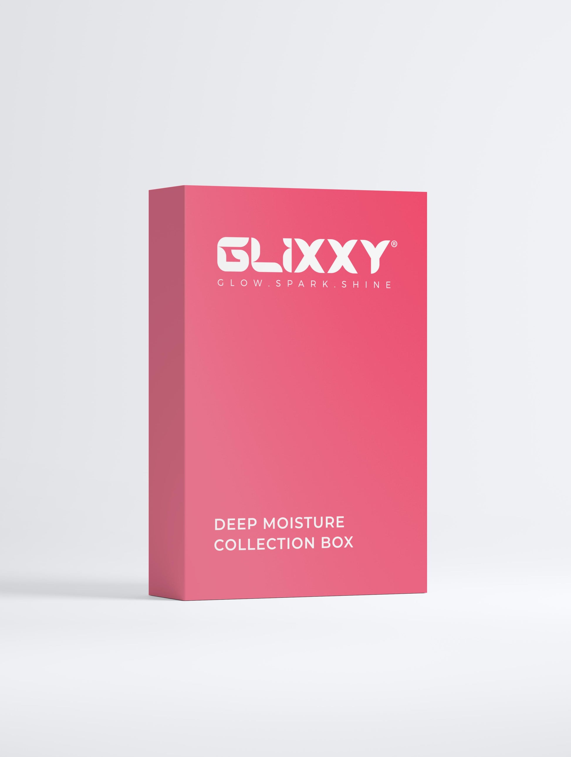 Pink Glixxy deep moisture collection box on a white background