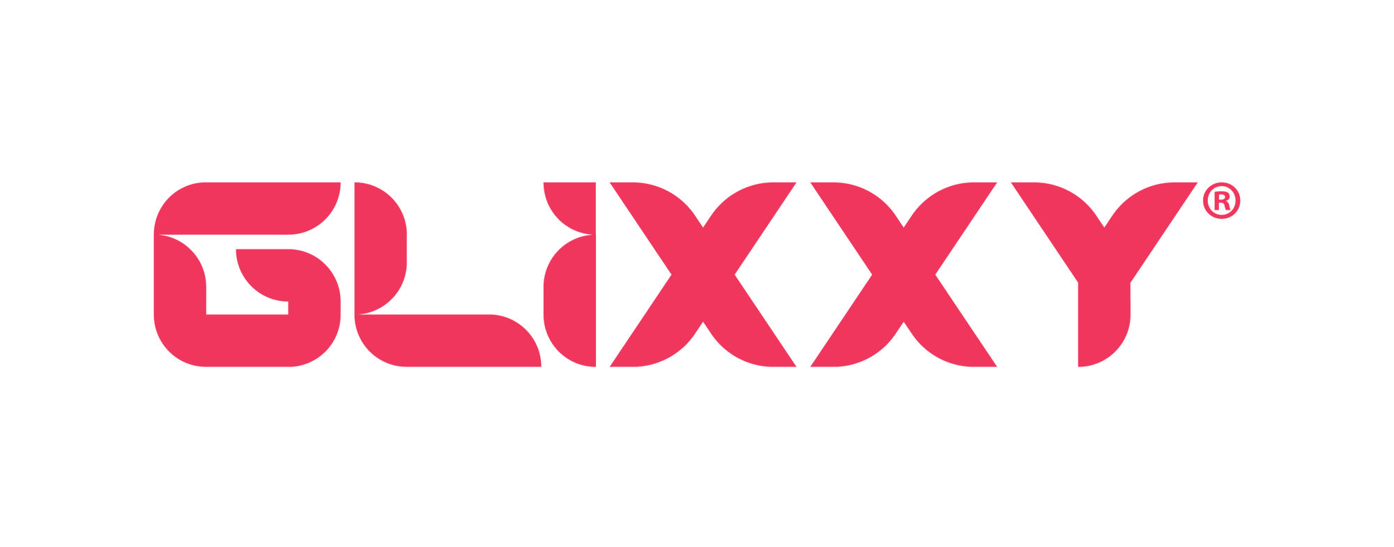 Glixxy logo in pink on a white background