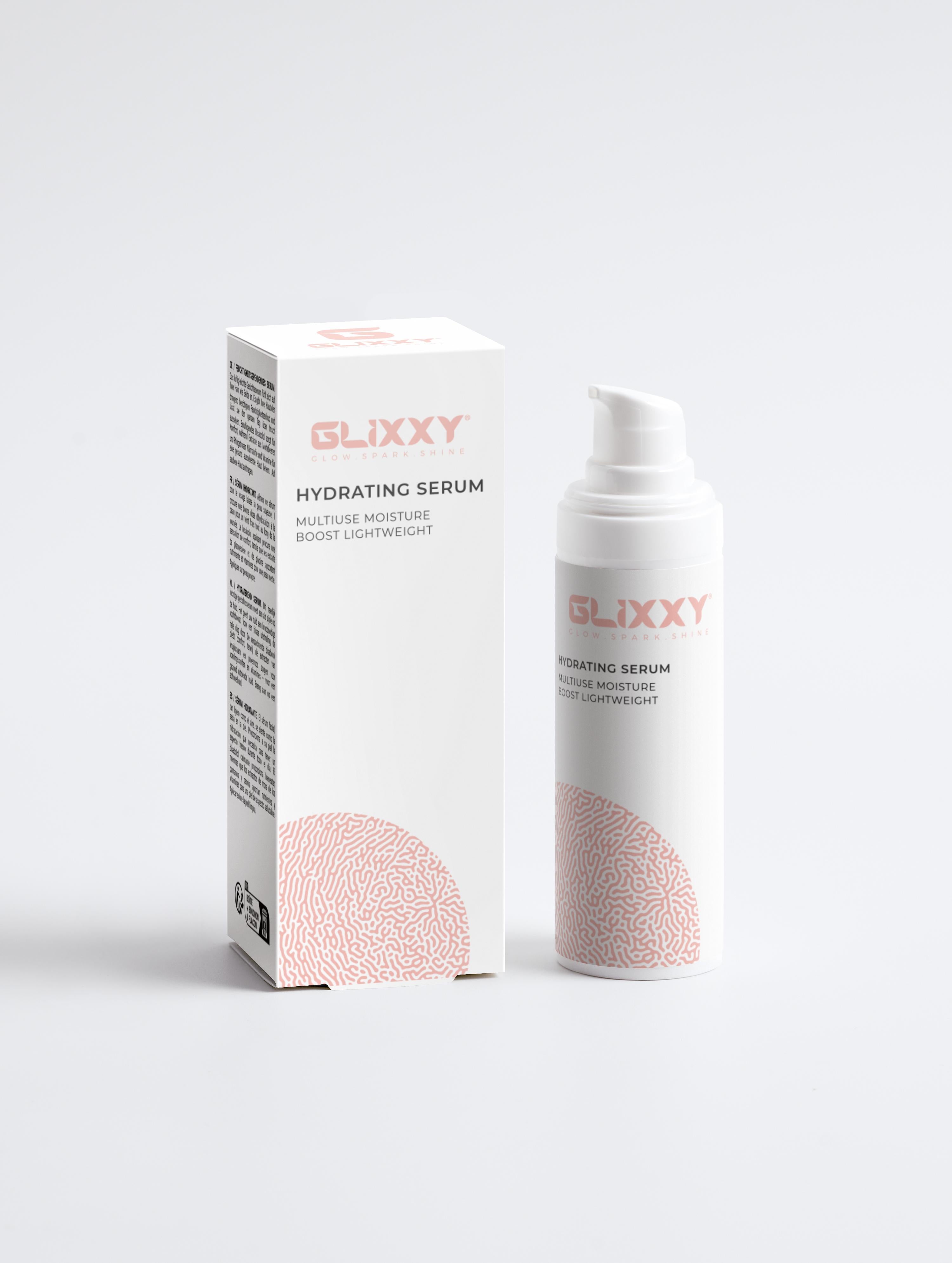 Glixxy hydrating serum packaging on a white background