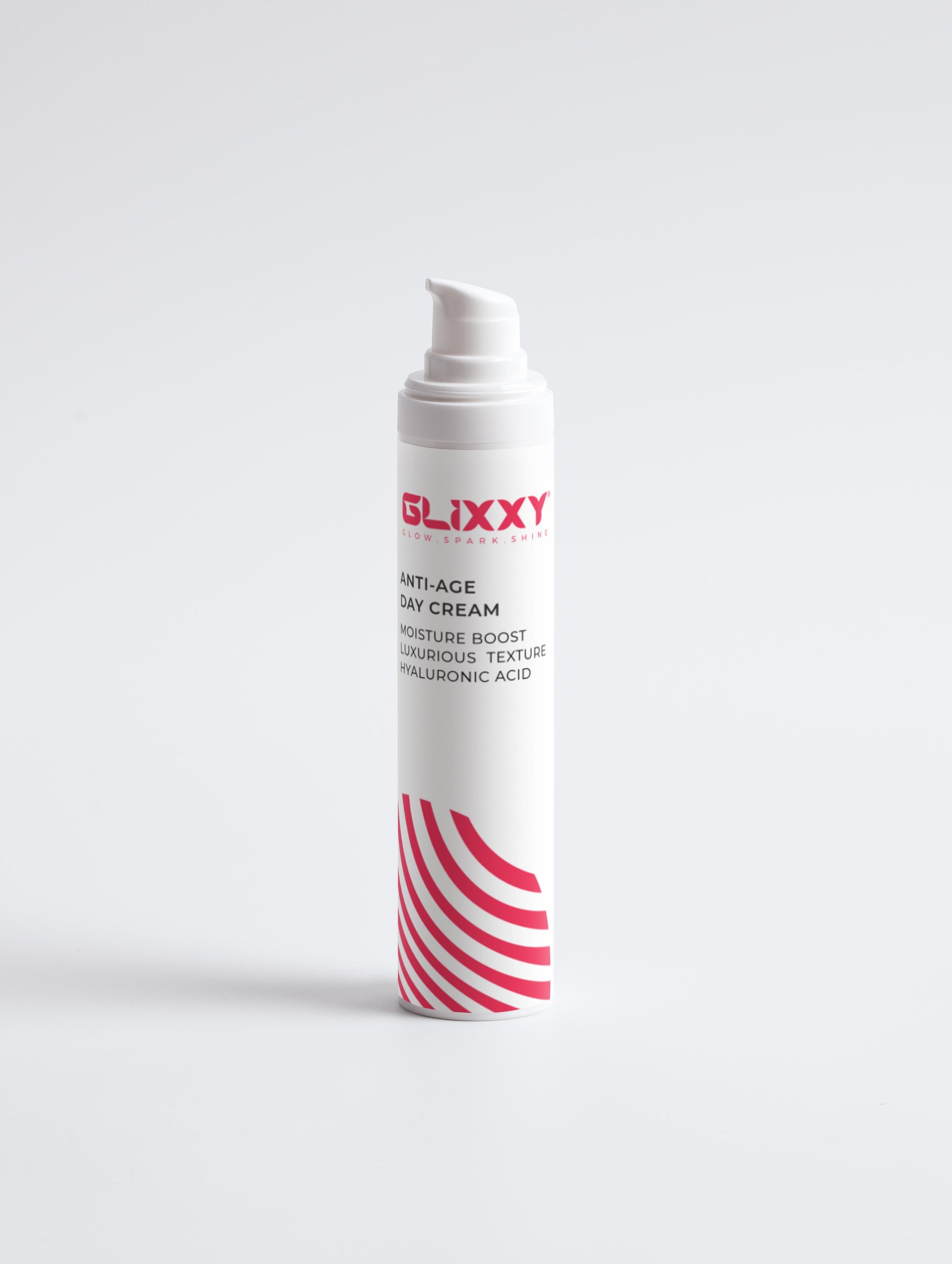 Glixxy anti-age day cream bottle on a white background