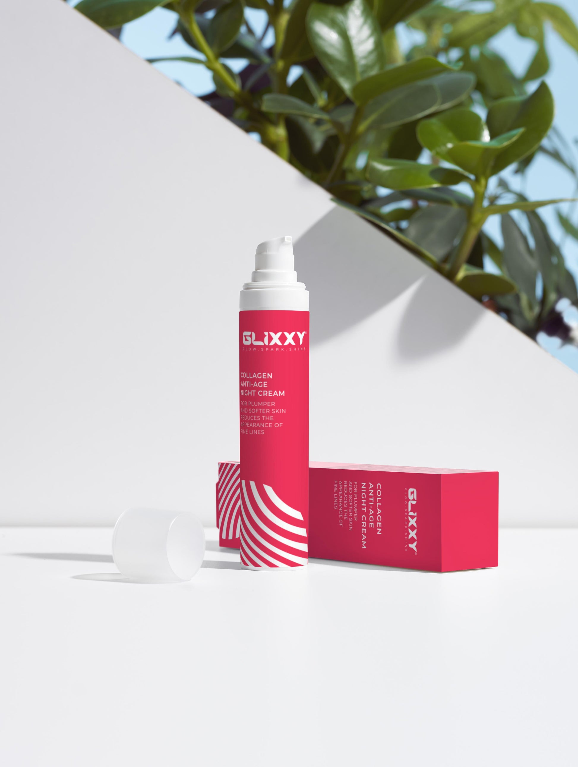 Glixxy skincare product with packaging on a white background