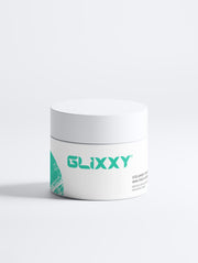 Glixxy volcanic body scrub jar on a white background