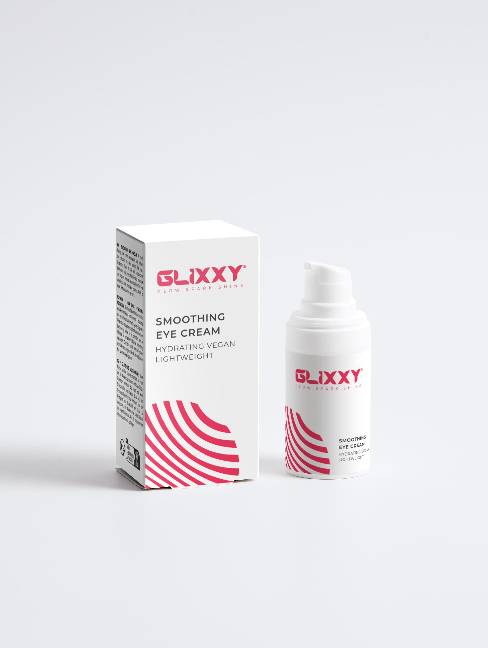 Glixxy smoothing eye cream packaging on a white background
