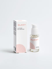 Glixxy caffeine gel booster packaging and bottle on a white background
