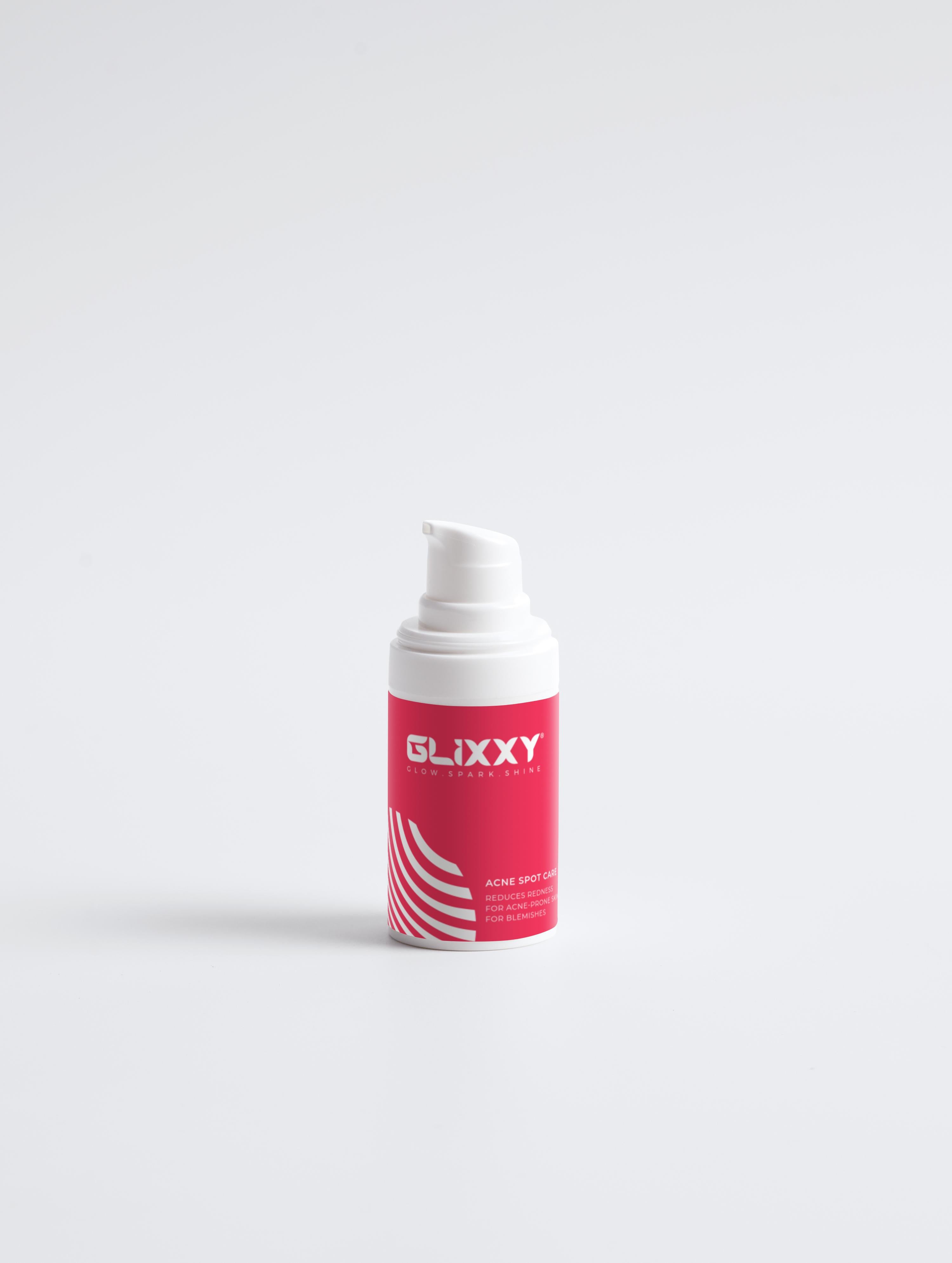 Glixxy skincare bottle on a white background