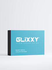 Glixxy boost serum collection box on a light gray background