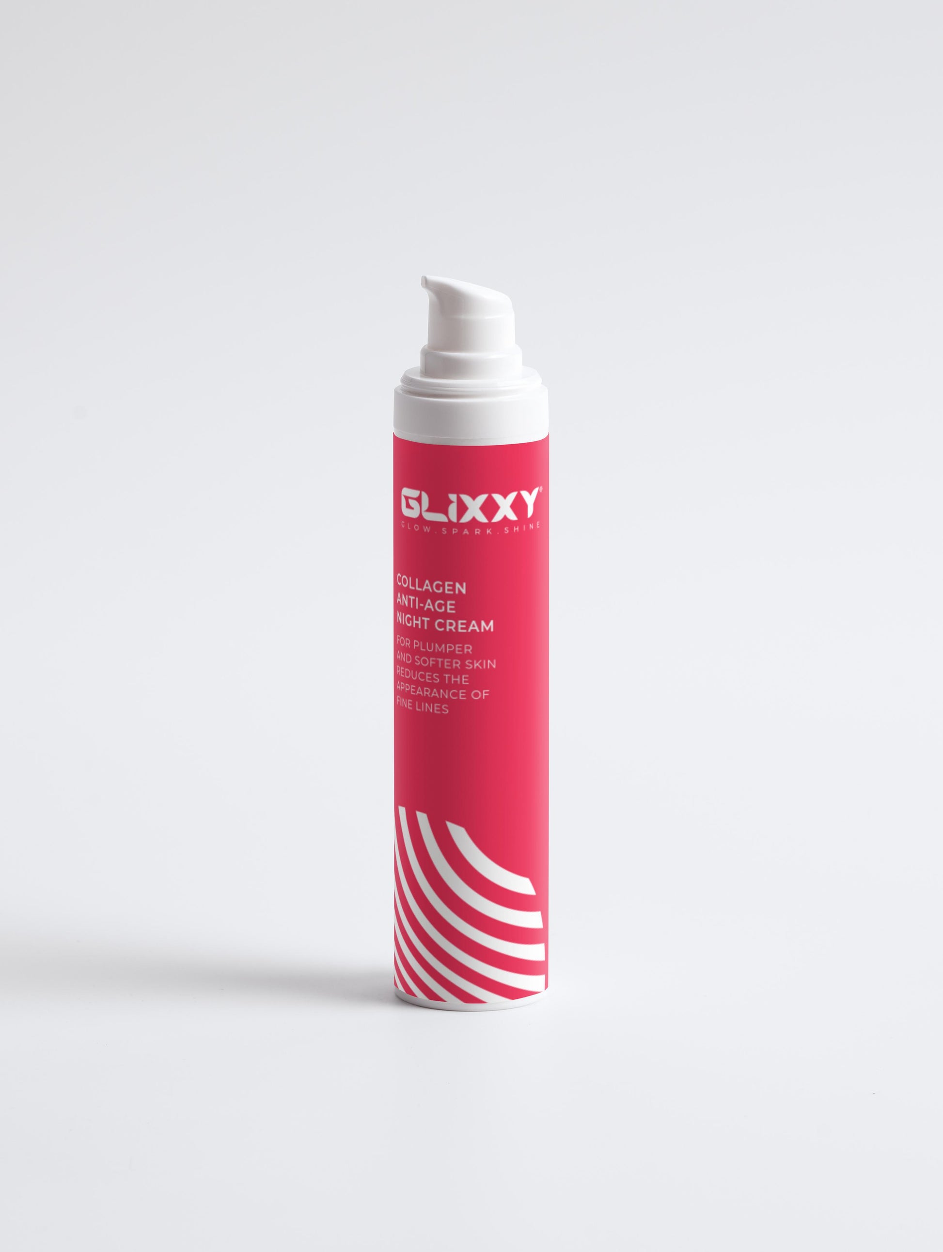 Glixxy collagen anti-aging cream tube on a white background