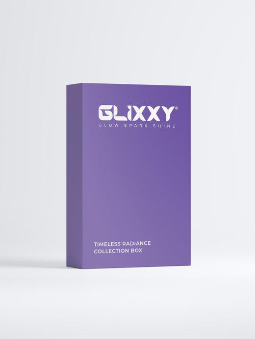 Purple Glixxy collection box on a light gray background